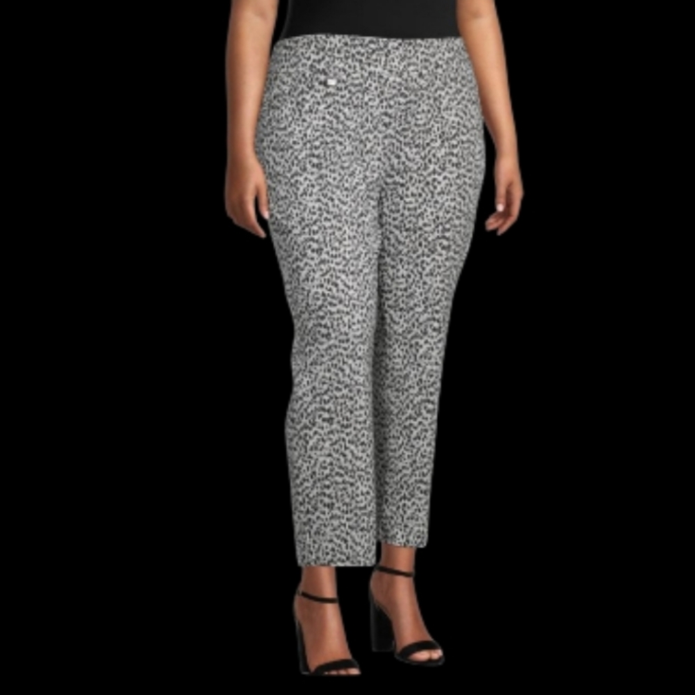 Premise Pants, Size 1X, Crop, Black & White Animal Print, Tummy Control, NEW!